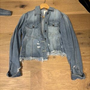 HIDDEN JEANS Distressed Ripped Frayed Denim Jacket Size XL